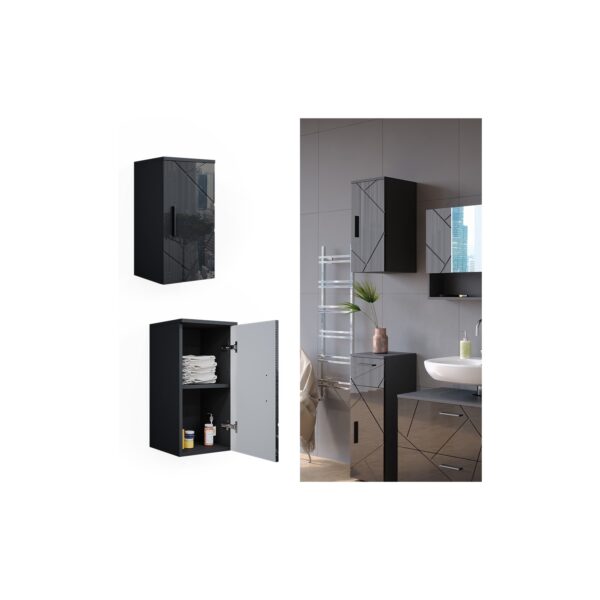 Vicco Hängeschrank Badschrank Badezimmermöbel Irma Anthrazit Hochglanz modern 30x59 cm Badezimmer Schrank Badmöbel Schranktür Schrankfach Einlegeboden Ablagefach Aufbewahrung