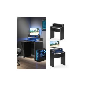 Vicco Computertisch Schreibtisch Arbeitstisch Kron Schwarz Grau 70x87 modern Monitorempore Bürotisch PC-Tisch Arbeitszimmer Homeoffice Büromöbel Computermöbel Ablage Aufbewahrung