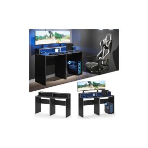 Vicco Computermöbelset Kron Schwarz Grau modern Schreibtisch Bürotisch PC-Tisch Arbeitstisch Arbeitszimmer Homeoffice Büromöbel Monitorempore