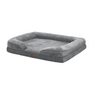 Juskys Hundebett Sheena XL - 105 x 82 cm - orthopädisch & flauschig - Bezug abnehmbar & waschbar