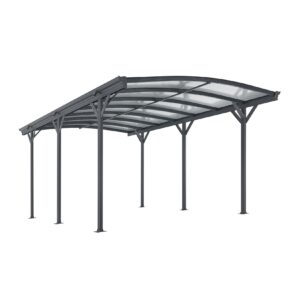 Juskys Carport mit Bogendach 5x3 m – freistehende Überdachung aus Aluminium mit Doppelstegplatten