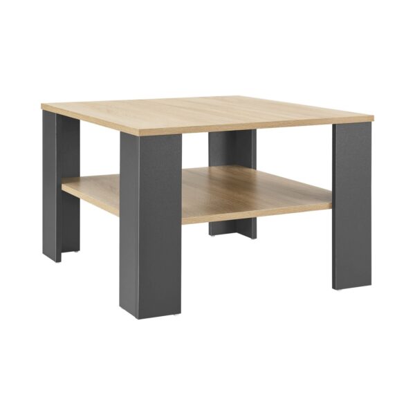 Juskys Couchtisch mit Ablage 60x60 cm - Beistelltisch für Bücher & Fernbedienung - Grau/Holzoptik