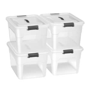 Juskys Aufbewahrungsbox mit Deckel - 4er Set Kunststoff Boxen 30l - Box stapelbar