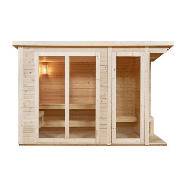 Artsauna Outdoor Sauna Varberg 320 x 180 cm mit 8 kW Ofen & Zubehör - Gartensauna mit Umkleidekabine