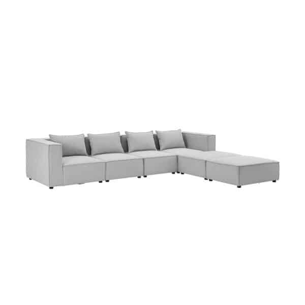 Juskys modulares Sofa Domas XXL - Couch Wohnzimmer - 2 Ottomanen