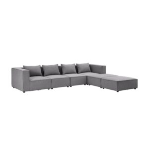 Juskys modulares Sofa Domas XXL - Couch Wohnzimmer - 2 Ottomanen