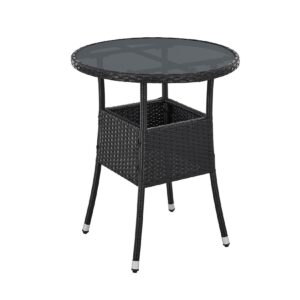 Juskys Polyrattan Gartentisch Yoro rund - wetterfest Outdoor Beistelltisch Ø 60 cm - Schwarz