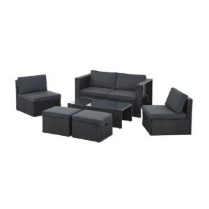 Juskys Polyrattan Gartenmöbel Set Salou - Outdoor Lounge für 6 Personen