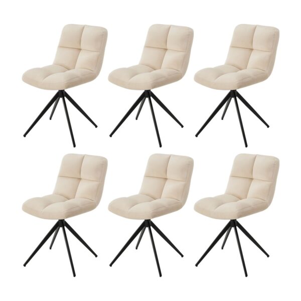 Juskys Drehstuhl Dallas 6er Set - Esszimmerstühle drehbar - Stuhl 120 kg belastbar - Samt Beige