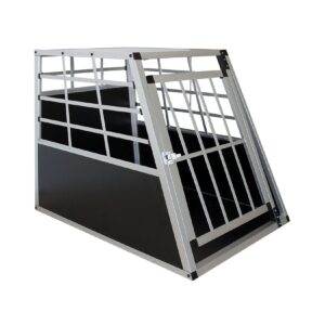 Juskys Alu Hundetransportbox L - 91×65×69 cm verschließbar & pflegeleicht - Hundebox für Hunde