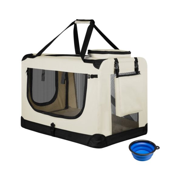 Juskys Hundetransportbox Lassie S (beige) faltbar mit Decke - 34x50x36 cm Hundetasche Hundebox