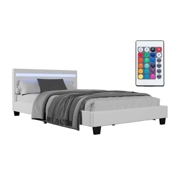 Juskys Polsterbett Verona 120 x 200 cm – Bett mit LED-Beleuchtung