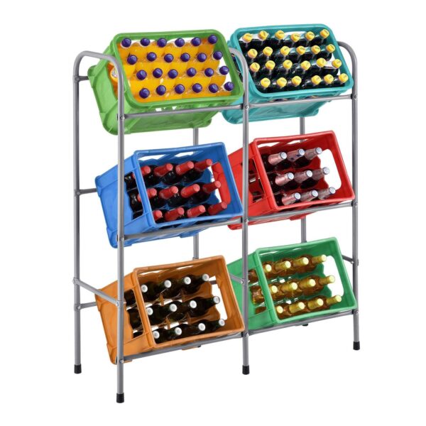 Juskys Getränkekistenregal Cool bis zu 6 Kisten je 17kg – Getränkeständer 96×34×116 cm aus Metall