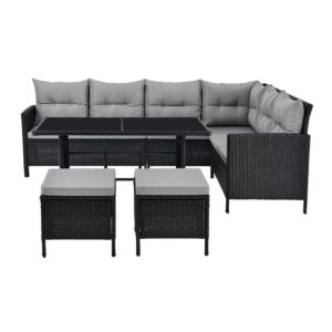 Juskys Gartenlounge Manacor schwarz - Sofa