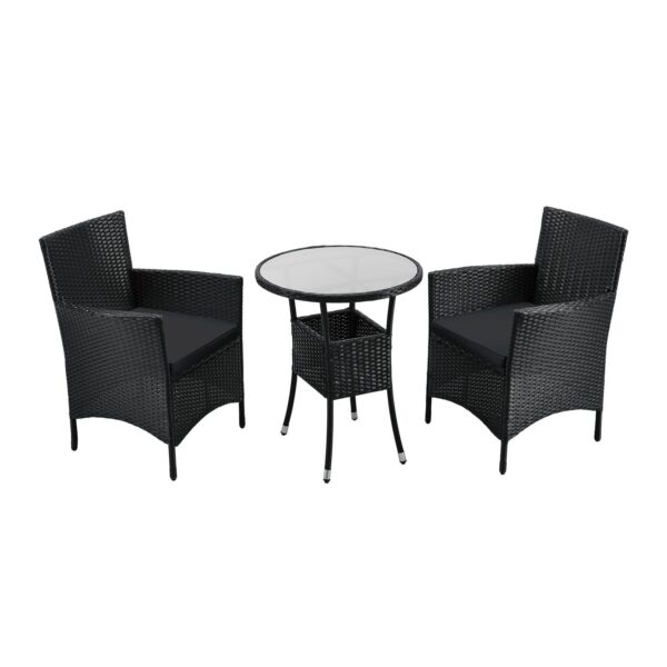 Juskys Polyrattan Balkon Set Bayamo 3-teilig für 2 Personen – Balkonmöbel mit Tisch & 2 Stühlen