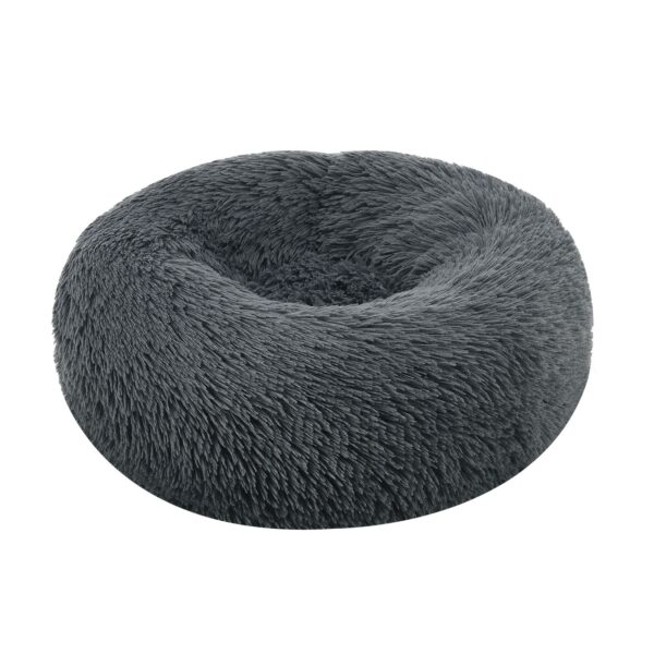 Juskys Haustierbett Monty XS 40 cm rund – Hundebett Donut-Form flauschig & waschbar Dunkelgrau