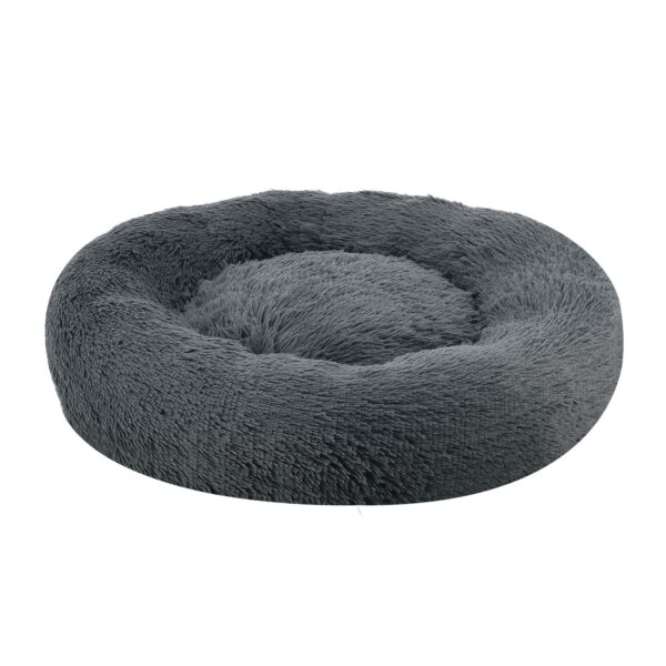 Juskys Haustierbett Monty M 60 cm rund – Hundebett Donut-Form flauschig & waschbar Dunkelgrau