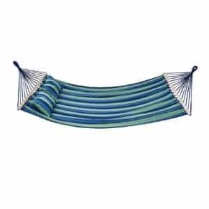 Juskys Hängematte Caracas 230x150 cm in Grün-Blau aus Baumwolle mit Kissen für 2 Personen bis 300 kg