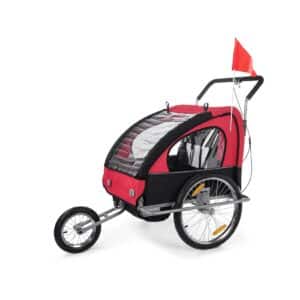 SAMAX Fahrradanhänger 2in1 Jogger - in Rot/Schwarz - Silver Frame