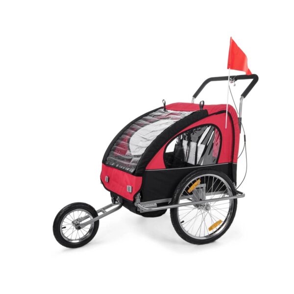 SAMAX Fahrradanhänger 2in1 Jogger - in Rot/Schwarz - Silver Frame