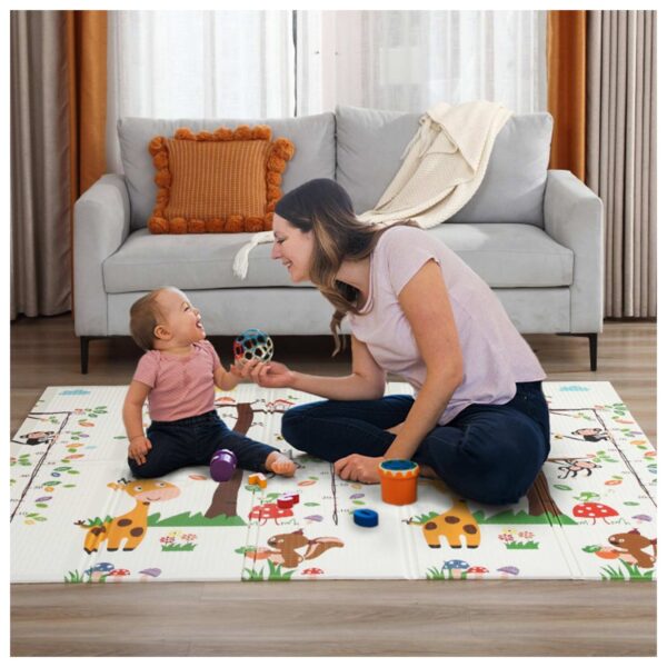 Baby Vivo Spielmatte / Spielteppich für Kinder doppelseitig mit Tieren 200 x 180 cm - Zoo