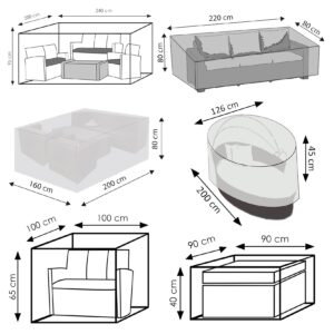 WEHNCKE Garten Lounge Set Sitzgruppe Garnitur Schutzhülle - Hülle Abdeckung 420D Variante: Für Garten Lounge Sofa