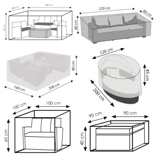 WEHNCKE Garten Lounge Set Sitzgruppe Garnitur Schutzhülle - Hülle Abdeckung 420D Variante: Für Lounge Tische