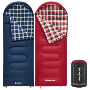 KINGCAMP Kinderschlafsack Cloud 300 Winter Decken Schlafsack XL Breit Baumwolle Farbe: red