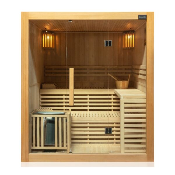 Dewello® Finnische Traditionelle Sauna SARNIA 180cm x 140cm inkl. 6 KW Harvia Ofen