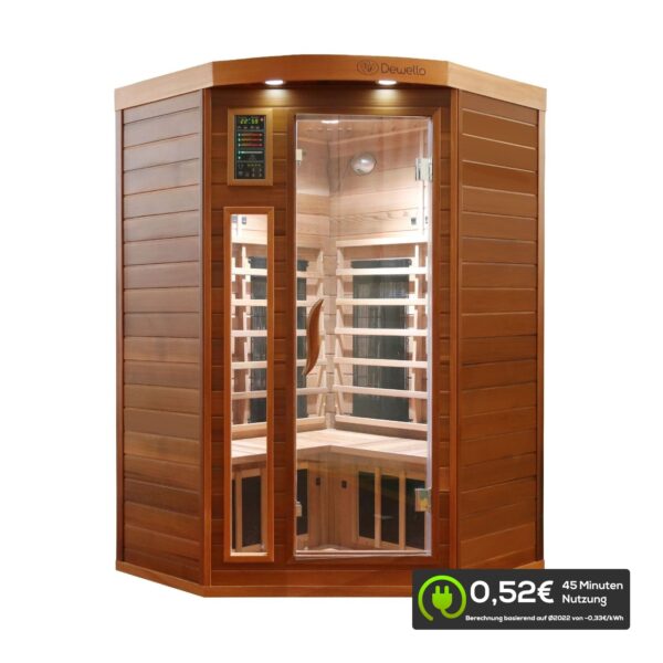 Dewello® Infrarotkabine Infrarotsauna LAKEFIELD PRO Zeder 120cm x 120cm inkl. 4 Duo-Strahler