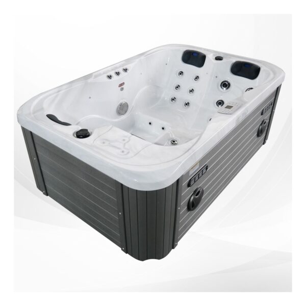 TroniTechnik® Outdoor Whirlpool Spa TINO Weiß Silber Marmoriert 195cm x 127cm mit Heizung