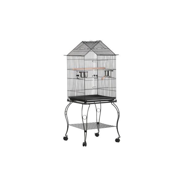 Yaheetech Vogelvoliere Schwarz Vogelkäfig Wellensittich Vogelhaus mit Ständer 59 x 59 x 145 cm