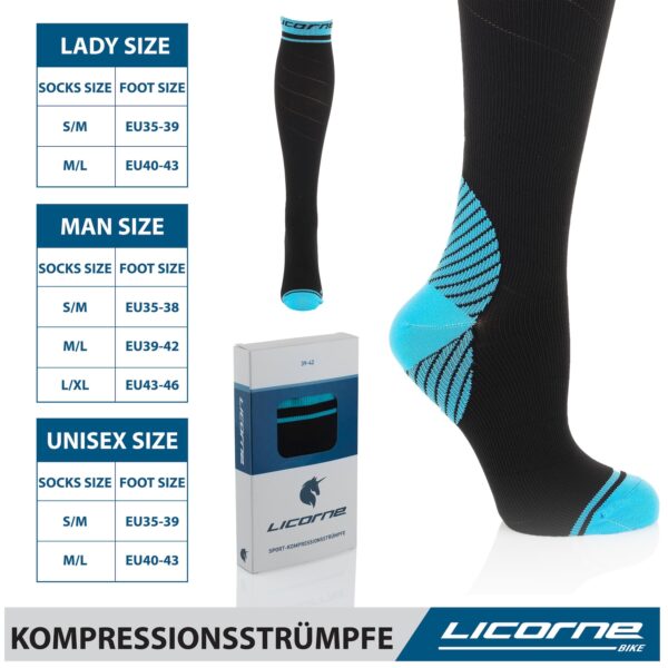 Licorne Kompressions-Thrombose-Stütz-Strümpfe Damen und Herren Compression Socks für Sport Flug Laufen Reisen