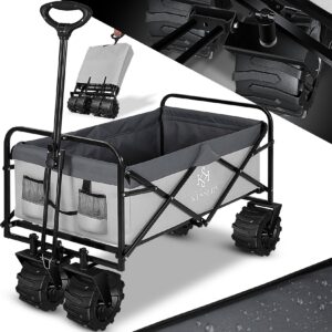 KESSER® Bollerwagen faltbar mit Breite Reifen Handwagen Transportkarre Gerätewagen   inkl. 2 Netztaschen   klappbar   Kunststoff-Reifen   bis 120 kg Tragkraft transportwagen Gartenanhänger