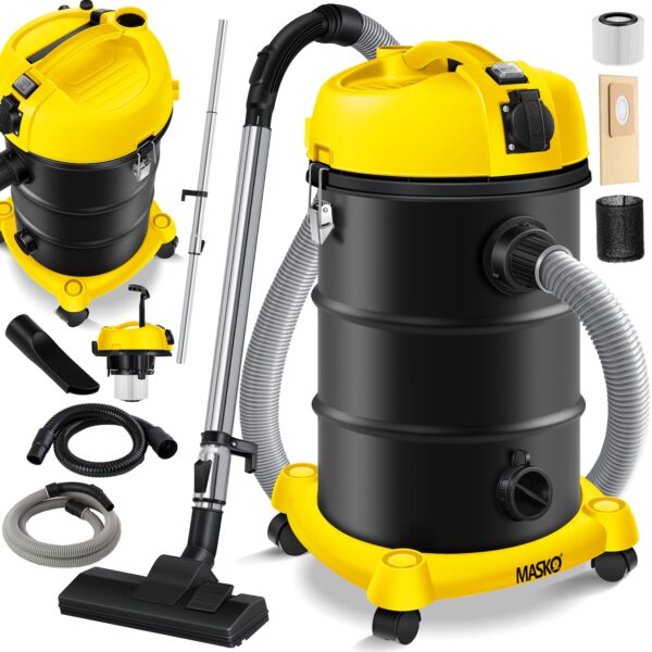 MASKO® 6IN1 Industriestaubsauger Staubsauger Nass Trocken Sauger Aschesauger 2300W + Steckdose ? Blasfunktion ? Trocken-Saugen & Nass-Saugen   Industrie-Sauger mit & ohne Beutel   beutellos