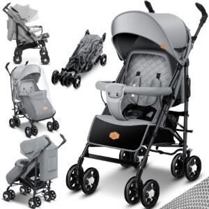 KIDIZ® Kinderwagen City-Pro Buggy Kinderbuggy klappbar Liegebuggy Sportwagen Faltbar 360° 6-Zoll-Rädern Inkl. Moskitonetz