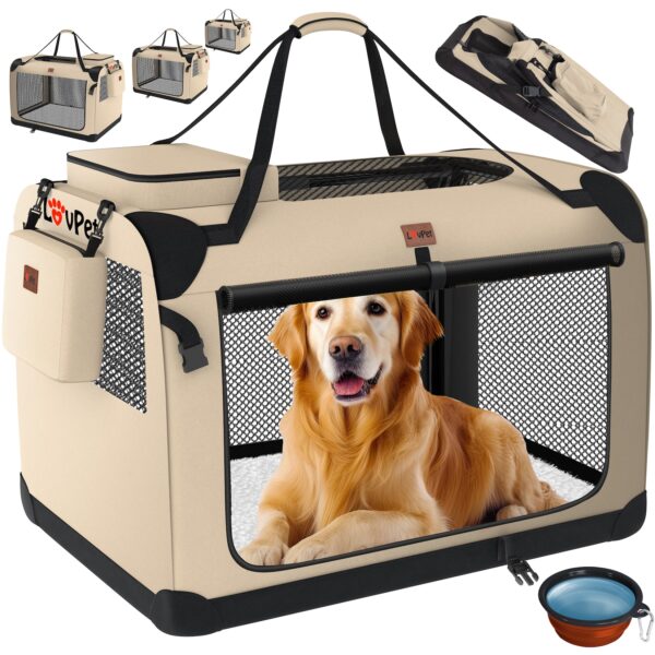 LOVPET® Hundebox Hundetransportbox faltbar Inkl.Hundenapf Transporttasche Hundetasche Transportbox für Haustiere