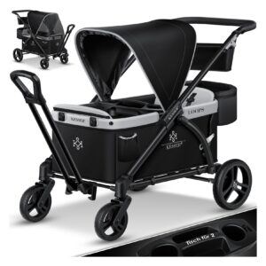 KESSER® Bollerwagen Faltbar Loops 2in1 Kinderwagen Handwagen mit Dach Transportwagen klappbar inkl. 2X 5-Punkt Gurtsystem Kinder 360° Vollgummi-Reifen Vorder- und Hinter-Bremse + Tragetasche