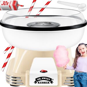 KESSER® Zuckerwattemaschine Set für dein zuhause - Mit 30x Zuckerwatte Stäbchen & Messlöffel - Retro Cotton Candy Maschine - Zuckerwatte Maschine Mit Zubehör - Höhe 22 cm  - 500 W