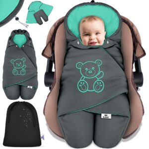 KIDIZ® Baby Einschlagdecke Winter mit Kapuze +Tasche Babyeinschlagdecke Universal für Babyschale