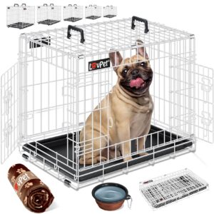 LOVPET® Hundekäfig klappbar Hundetransportkäfig Inkl. Fleecedecke + Napf Hundebox mit 2 Türen Transportkäfig Auto