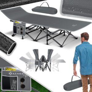 KESSER® Campingbett Feldbett Klappbar Klappbett Campingliege inkl. Tragetasche + Seitentasche Stabiles Feldbett 250kg Belastbar Metallrohr 600D Oxfordgewebe Tragbar Liege Reise Bequem