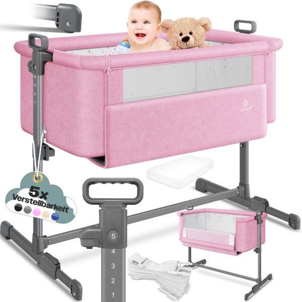 KESSER® Zustellbett Hubi 3in1 Baby Beistellbett Reisebett Babybett mit weich Matratze