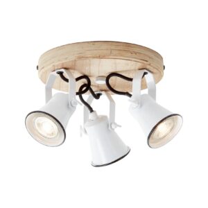 BRILLIANT Lampe Seed Spotrondell 3flg weiß/holz hell   3x PAR51