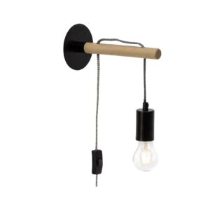 BRILLIANT Lampe Jarbo Wandleuchte Zuleitung schwarz/holzfarbend   1x A60