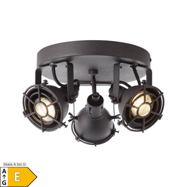 BRILLIANT Lampe Jesper LED Spotrondell 3flg schwarz korund   3x LED-PAR51