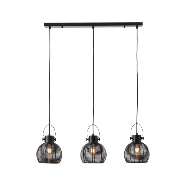 BRILLIANT Lampe Sambo Pendelleuchte 3flg Reihe schwarz   3x A60