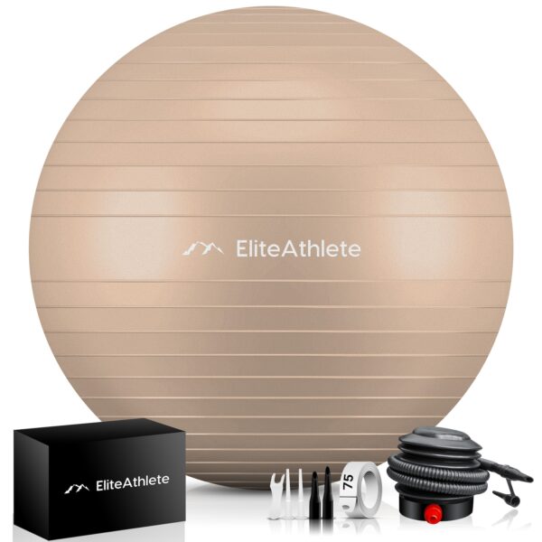 EliteAthlete® Gymnastikball Sitzball Büro ergonomisch mit Anti Burst System - Fitness Yoga Pilates Schwangerschaft - Schwangerschaftsball Fitnessball Yogaball - Yoga Ball inkl. Luftpumpe - Cappu 55cm