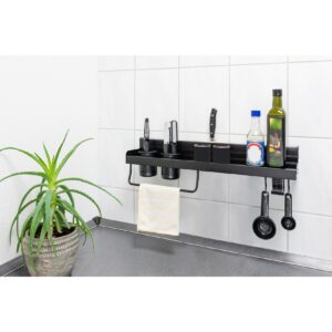 SOSmart24 PURE BLACK 60 cm Gewürzregal mit 10 Haken Aluminium - Schwarz - NORDIC STYLE