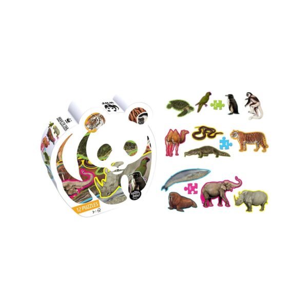 WWF - 12x Tierform Puzzle Set - Puzzel Tierschutz Tiger Elefant Nashorn Pinguin